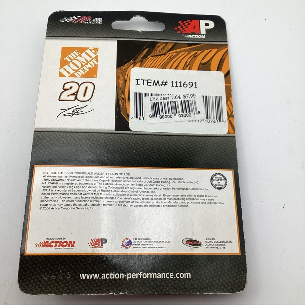 Pit Stop Tony Stewart Home Depot 1:64 Stock Car #20 New In Package - Picture 7 of 7
